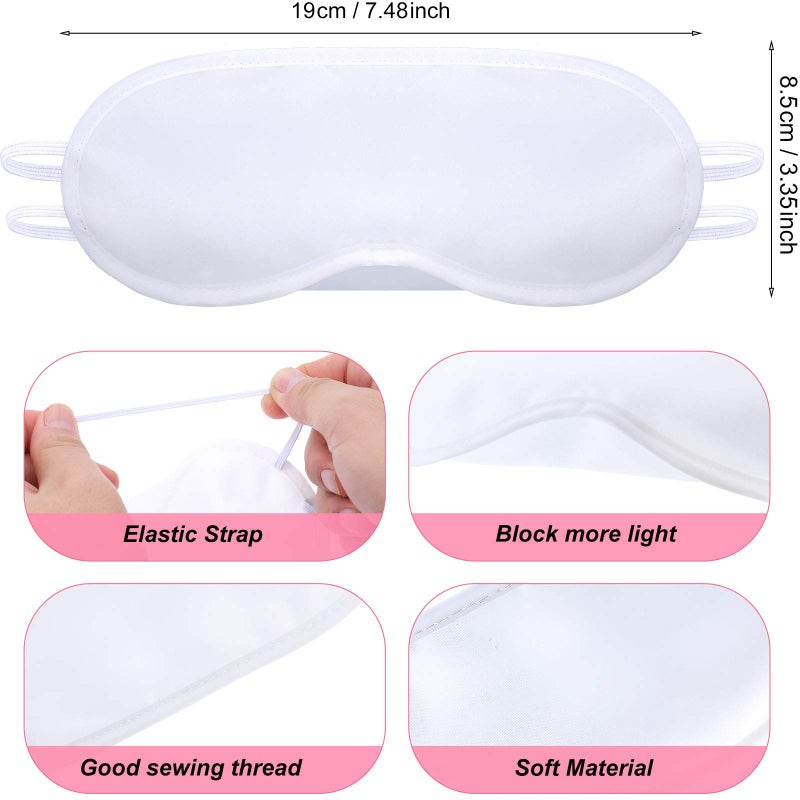 Syhood 28 Pieces Sublimation White Eye Mask Blanks Sleepover Party Supplies Slumber Pajama Party Decorations with Fabric Marker Pens DIY White Sleep Mask - Image 1